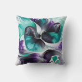 抽象芸術流れデザインティール（緑がかった色） クッション (裏面)
