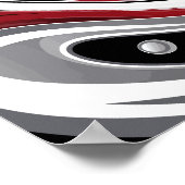 抽象芸術流体の渦（赤、黒、および白のトーン） ポスター (角)