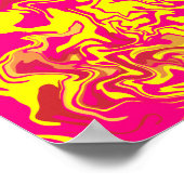 抽象芸術流体アートと黄色とピンクの渦巻き旋回 ポスター (角)