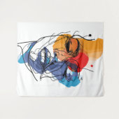 抽象芸術流体ライン顔アート タペストリー (正面(横))