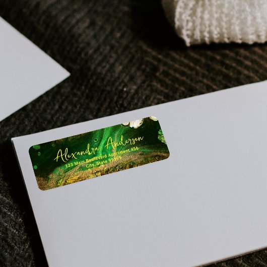 抽象芸術流体絵を描フェイク金ゴールド金属箔グリーン ラベル