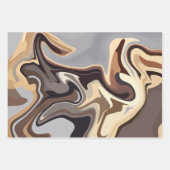 抽象芸術流体調和のWarm Earthトーン ラッピングペーパーシート (正面3)