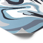 抽象芸術流動的なアートと渦巻く青と灰色のトーン ポスター (角)