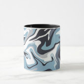 抽象芸術流動的なアートと渦巻く青と灰色のトーン マグカップ (中央)