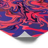 抽象芸術流動的アート(赤と深いブルー) ポスター (角)