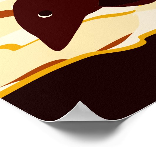 抽象芸術海が夕暮れ時にイルカをジャンプ ポスター (角)