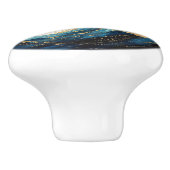 抽象芸術海の水色 – ブ自然ルーズと金ゴールド セラミックノブ (側面)