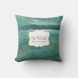 抽象芸術海コーストティール（緑がかった色）アート クッション