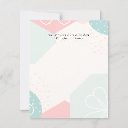 抽象芸術海コーラルウェディング招待予算 (裏面)