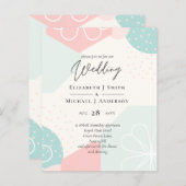 抽象芸術海コーラルウェディング招待予算 (正面/裏面)