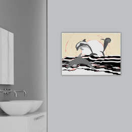 抽象芸術海ジャンピングドルフィンアットサンライズ ポスター