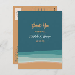 抽象芸術海ビーチ結婚式ありがとう ポストカード