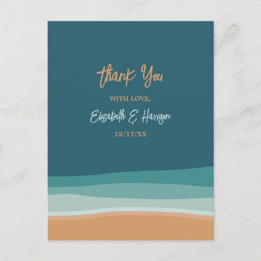 抽象芸術海ビーチ結婚式ありがとう ポストカード (正面)