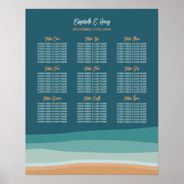 抽象芸術海ビーチ結婚式座席表 ポスター