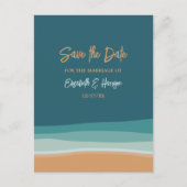 抽象芸術海ビーチ結婚式日付の保存 案内ポストカード (正面)