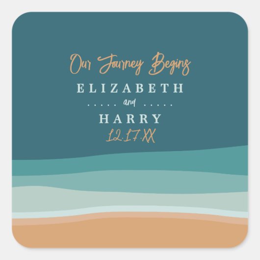 抽象芸術海ビーチ結婚式 スクエアシール (正面)