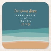 抽象芸術海ビーチ結婚式 スクエアペーパーコースター (正面)
