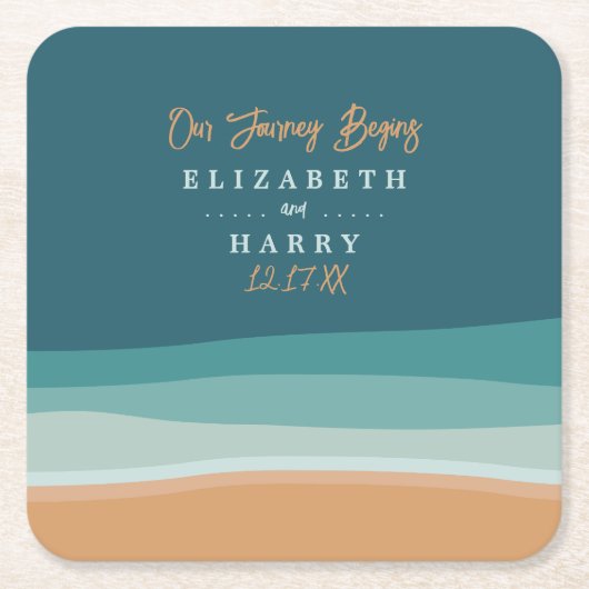 抽象芸術海ビーチ結婚式 スクエアペーパーコースター (正面)