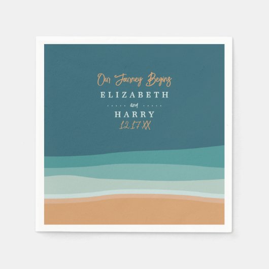 抽象芸術海ビーチ結婚式 スタンダードカクテルナプキン (正面)