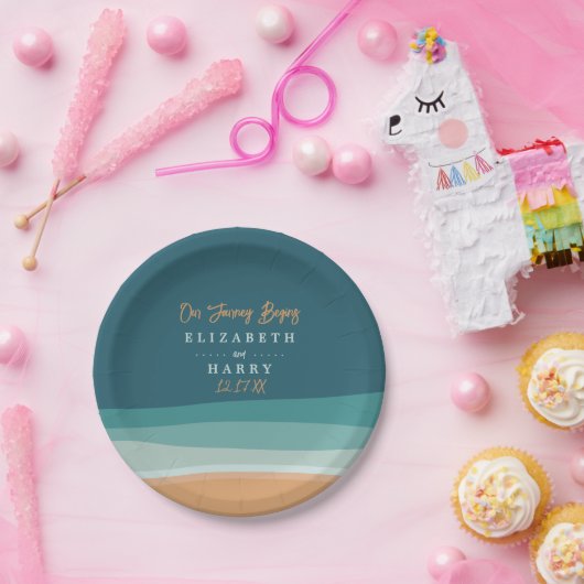 抽象芸術海ビーチ結婚式 ペーパープレート (パーティー)