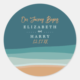 抽象芸術海ビーチ結婚式 ラウンドシール