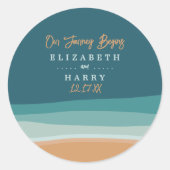 抽象芸術海ビーチ結婚式 ラウンドシール (正面)