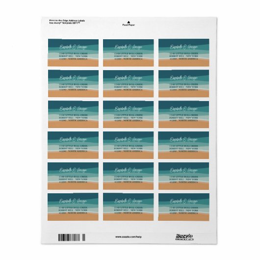 抽象芸術海ビーチ結婚式 ラベル (フルシート)