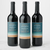 抽象芸術海ビーチ結婚式 ワインラベル (ボトル)