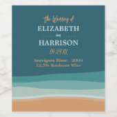 抽象芸術海ビーチ結婚式 ワインラベル (シングルラベル)