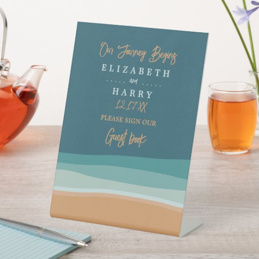 抽象芸術海ビーチ結婚式 台座サイン (インサイチュ)