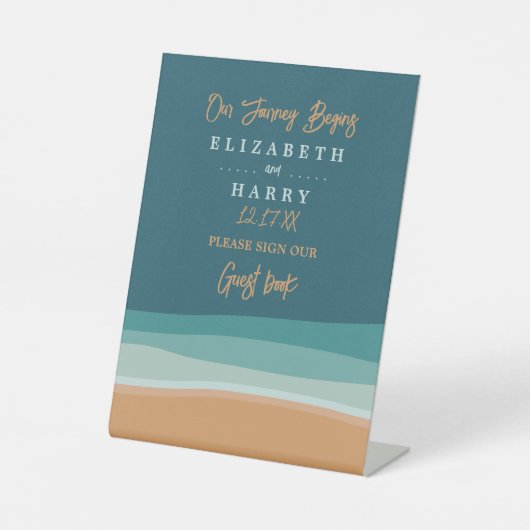 抽象芸術海ビーチ結婚式 台座サイン (正面)