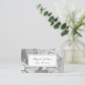 抽象芸術海フローラグレー&金ゴールド爪、 ネイル術 名刺 (スタンド正面)