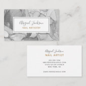 抽象芸術海フローラグレー&金ゴールド爪、 ネイル術 名刺 (正面/裏面)