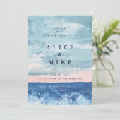 抽象芸術海ブルーウォーターカラー背景インビタティ 招待状 (スタンド正面)