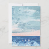 抽象芸術海ブルーウォーターカラー背景インビタティ 招待状 (裏面)