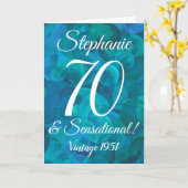 抽象芸術海ブルーティール（緑がかった色）70とセンセーショナル カード (黄色い花)