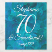 抽象芸術海ブルーティール(緑がかった色)70とセンセーショナル ワインラベル (シングルラベル)