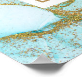 抽象芸術海ブルー金ゴールド水色爪、 ネイル（名前別） ポスター (角)