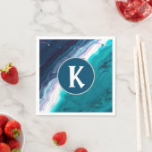 抽象芸術海モノグラム スタンダードカクテルナプキン (インサイチュ)