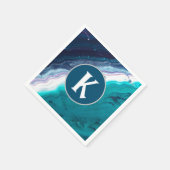 抽象芸術海モノグラム スタンダードカクテルナプキン (角)