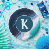 抽象芸術海モノグラム ペーパープレート (パーティー)