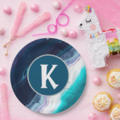 抽象芸術海モノグラム ペーパープレート (パーティー)