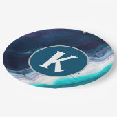 抽象芸術海モノグラム ペーパープレート (アングル)