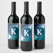 抽象芸術海モノグラム ワインラベル (ボトル)
