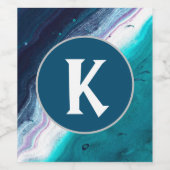 抽象芸術海モノグラム ワインラベル (シングルラベル)