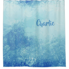 抽象芸術海名前をカスタムするシャワーカーテン シャワーカーテン