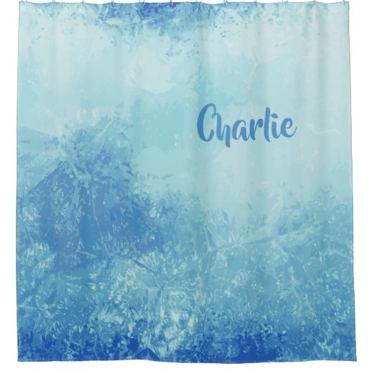抽象芸術海名前をカスタムするシャワーカーテン シャワーカーテン (正面)