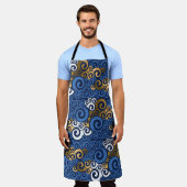 抽象芸術海水シームレスパターン エプロン (着用した状態)