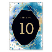 抽象芸術海水色ブルーと金ゴールド結婚ズ テーブルナンバー (裏面)