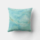 抽象芸術海水色ブルーと金ゴールド クッション (裏面)